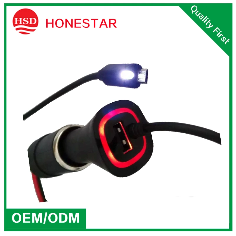 2016 The Latest Micro USB Car Charger Cable with Sensor Lamp for Mobile