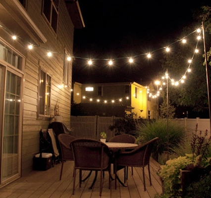 Stringa luminosa a LED per esterni 25 piedi 48 piedi Luci natalizie Fata Festival Luce natalizia con lampadina E27 E26 E12 S14 G40 per la decorazione della festa nuziale Cafe Garden