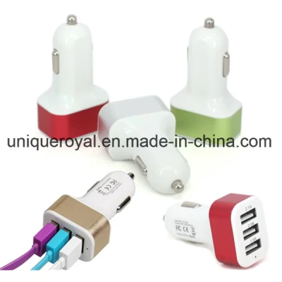 Cavo di ricarica rapida per caricabatteria da auto USB a 3 porte da 2,1 AMP