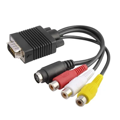 Cavo convertitore adattatore TV VGA a S-Video 3 RCA AV per PC Computer